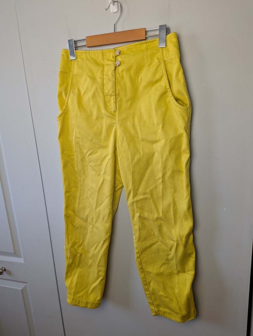 ANTHROPOLOGIE MAEVE Capri Pants Women Yellow Color High Waist Size 8 Pockets
